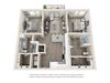 B5A 3D Floor Plan Two-Bedroom Floor Plan B5A|26 at City Point Apartments